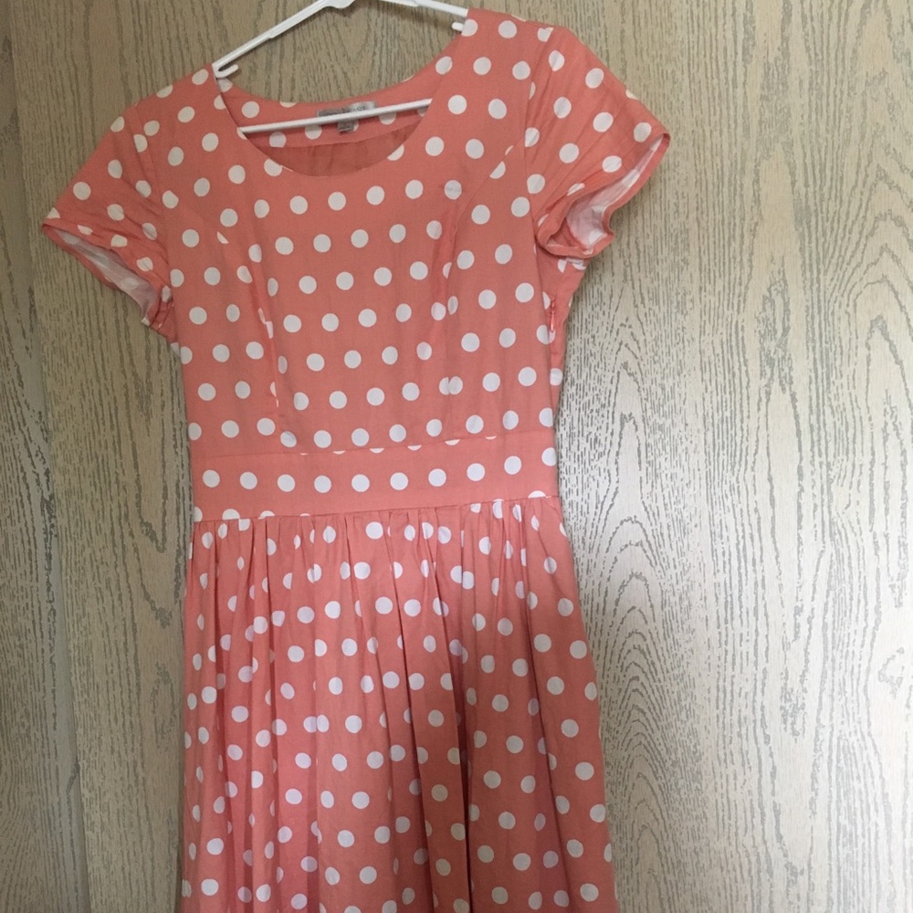 DownEast Pink and white polka dot dress